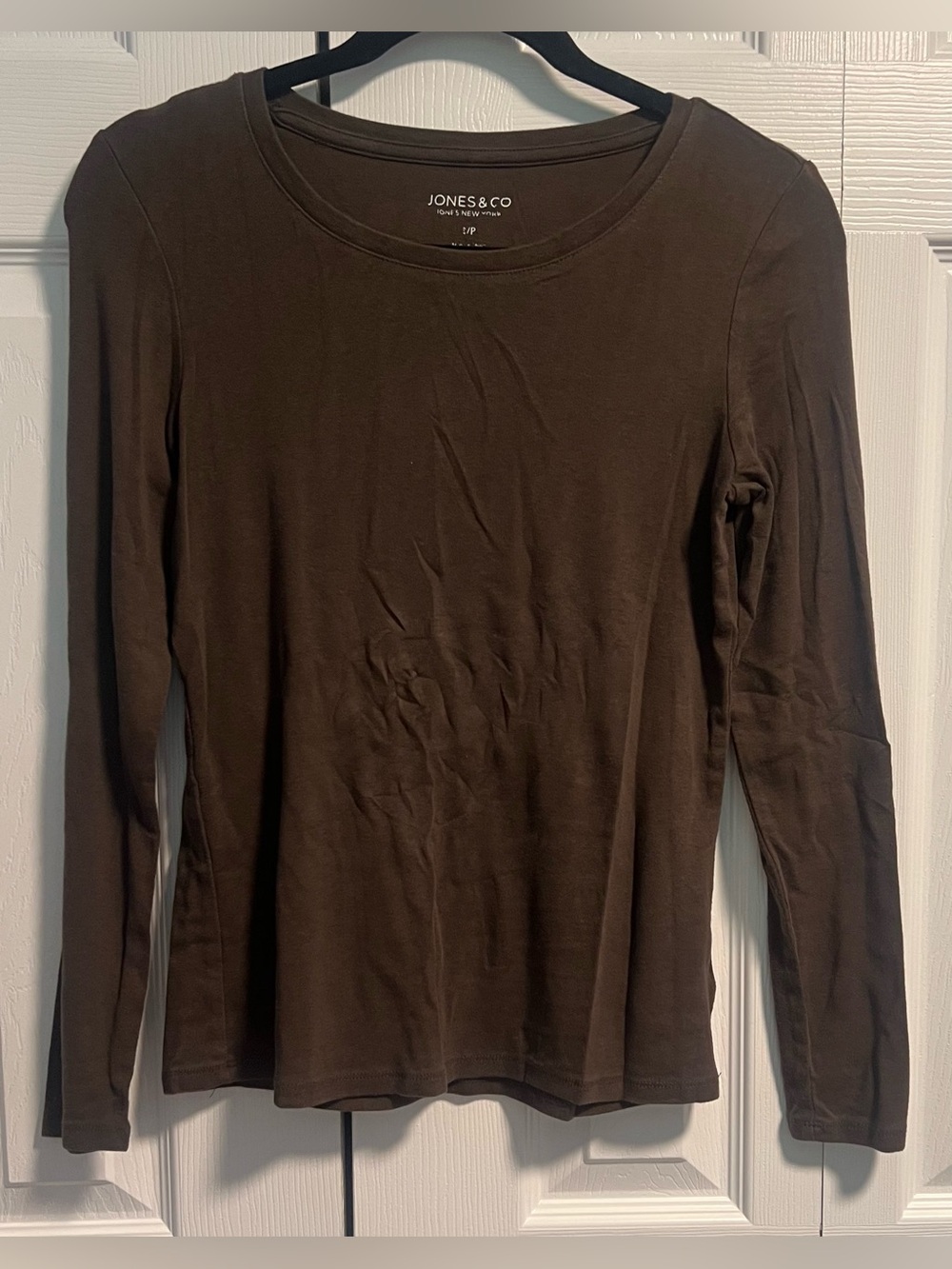 Jones & Co by Jones New York Brown Scoop Neck Long Sleeved Top